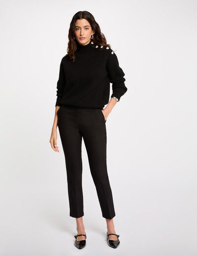 7/8 broek met ceintuur zwart vrouw