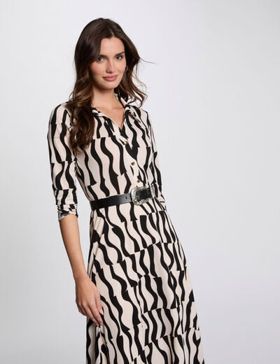 Robe midi droite imprim&eacute;e multicolore femme