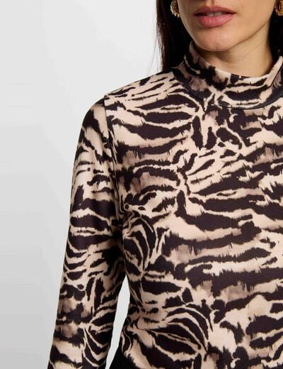 Getailleerd T-shirt met hoge hals meerkleurig vrouw