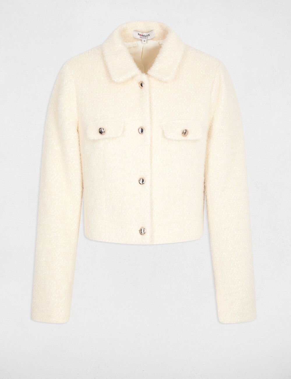 Veste ajustée cropped ivoire femme