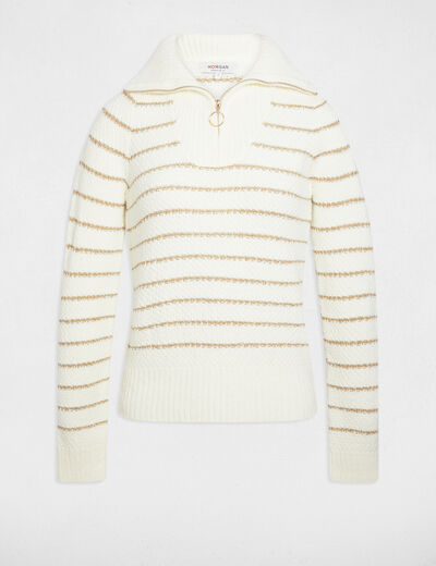 Pull col camionneur ivoire femme