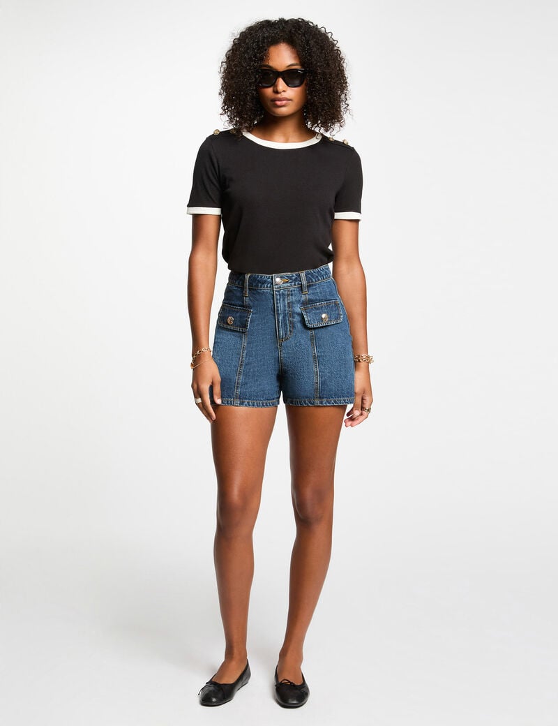 t shirt manches courtes noir femme T-shirt manches courtes noir femme