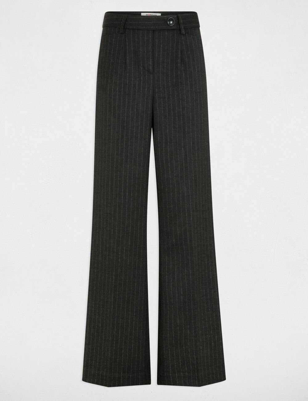 Pantalon large rayé gris foncé femme