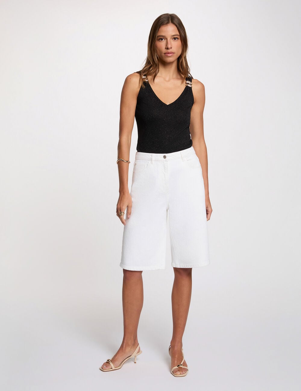 Getailleerd V-hals tanktop zwart vrouw