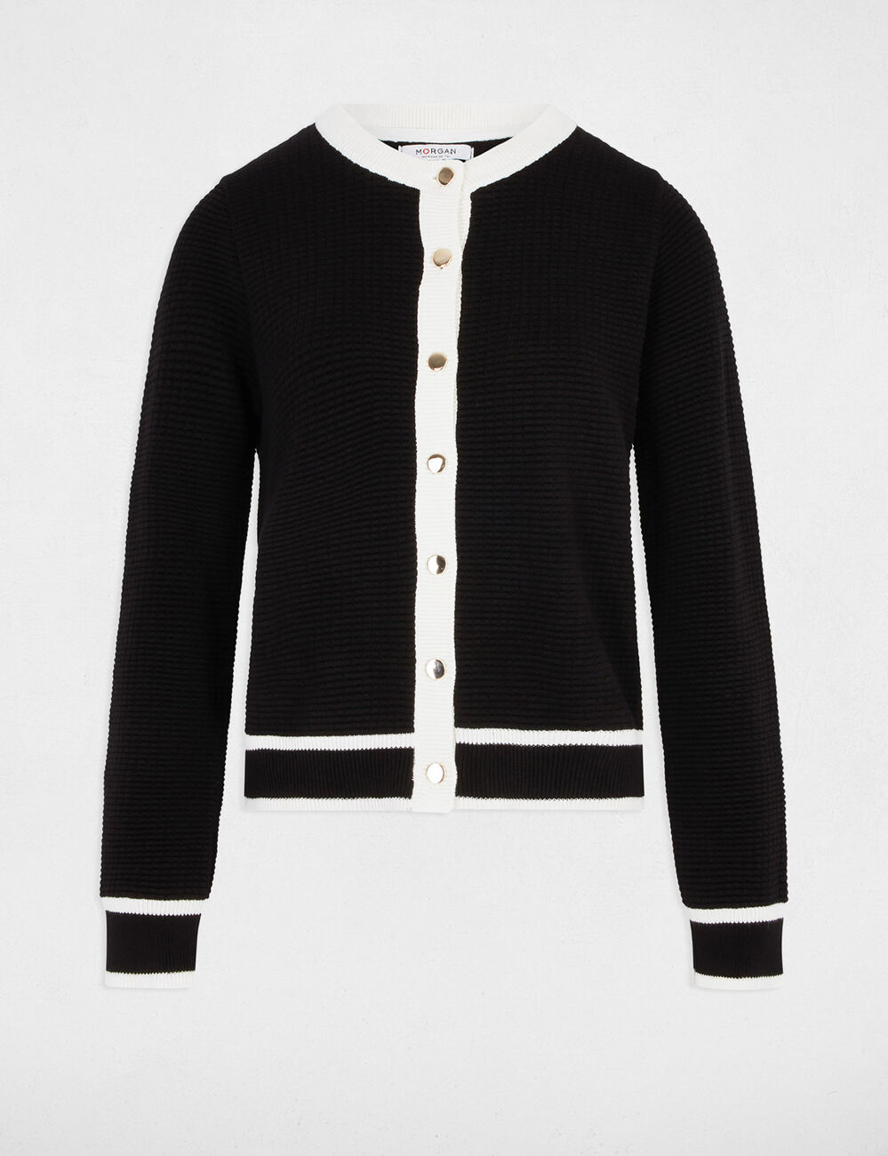 Korte cardigan met ronde hals zwart vrouw
