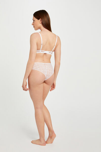 Shorty en dentelle blanc femme