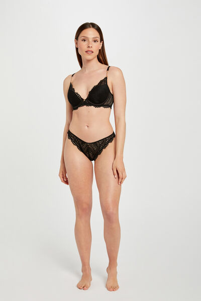 Shorty en dentelle noir femme