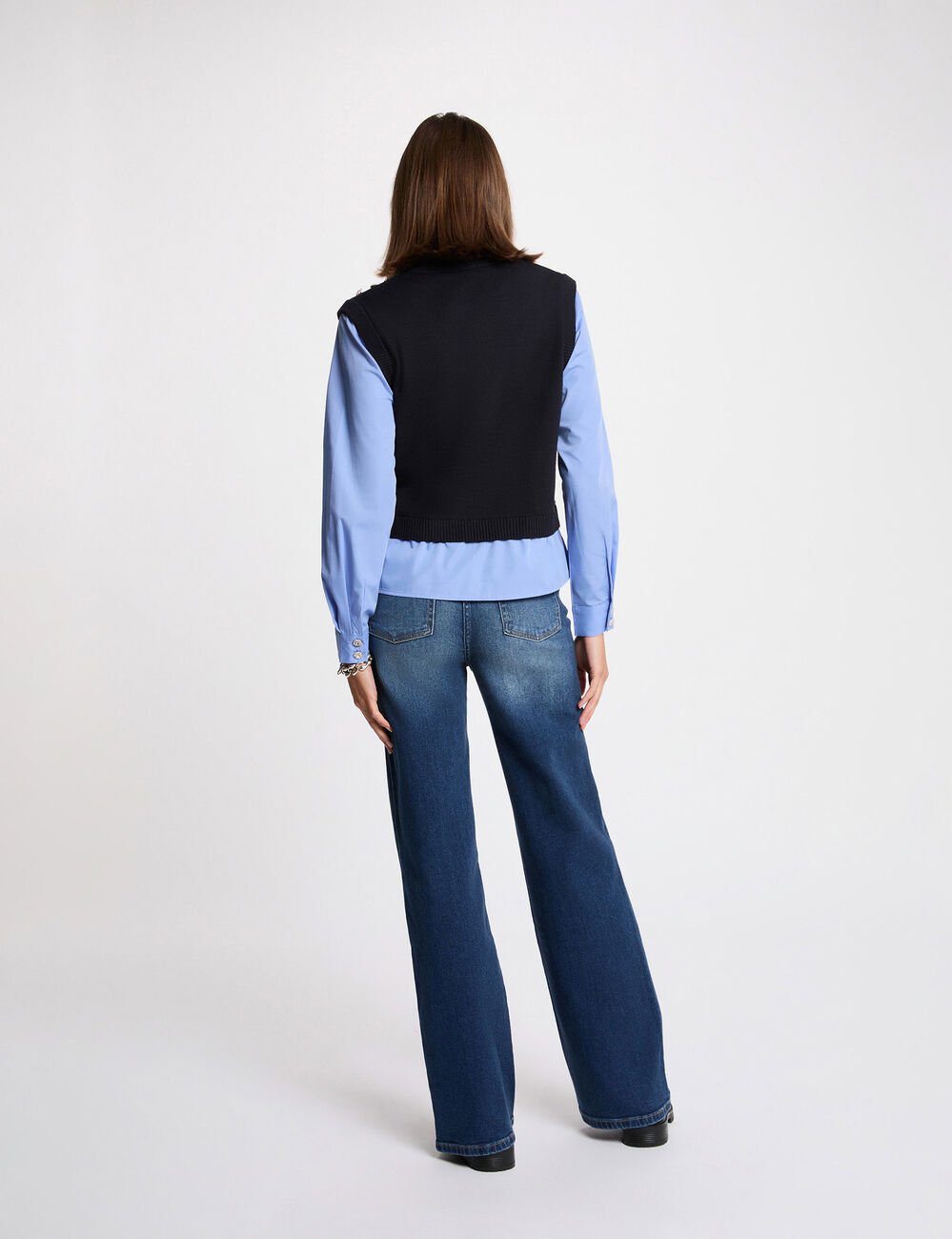 Jean large taille haute denim stone femme