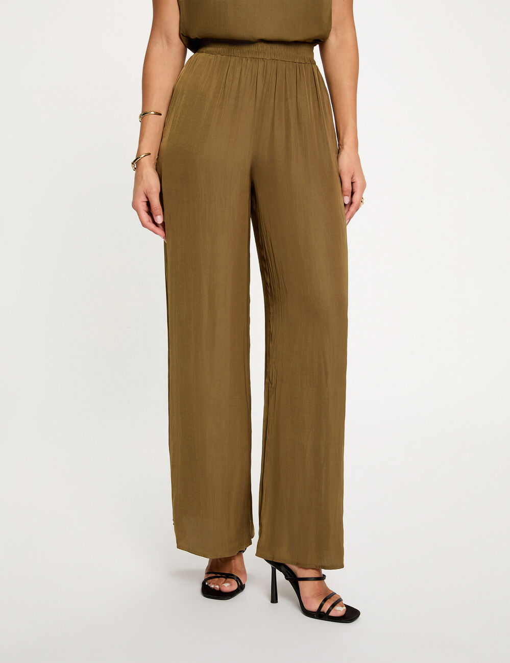 Luchtige wijde broek brons vrouw