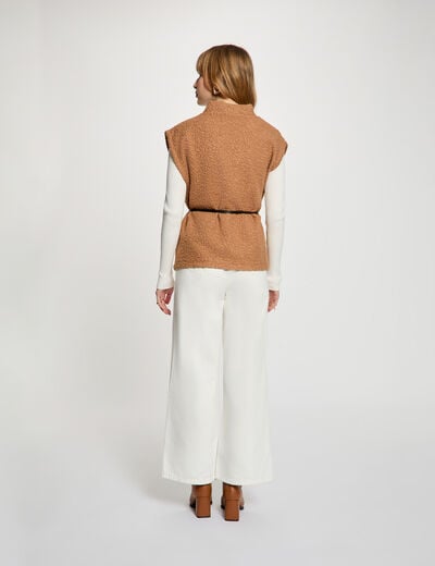 Veste sans manches camel femme