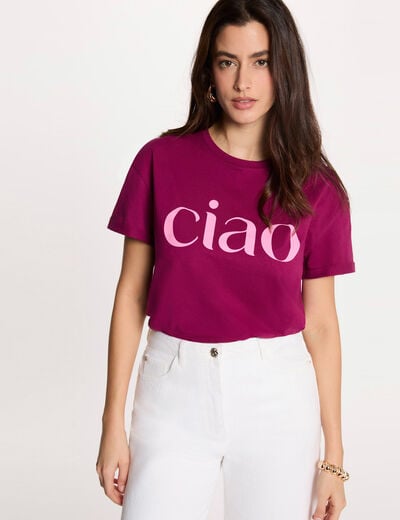 T-shirt col rond prune femme