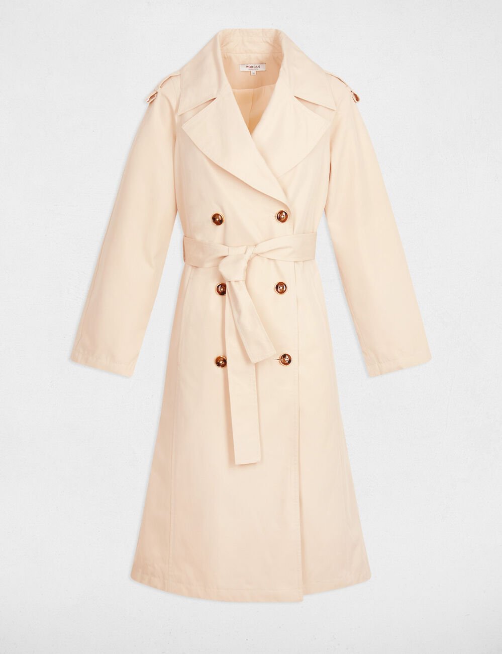Trench long col tailleur sable femme
