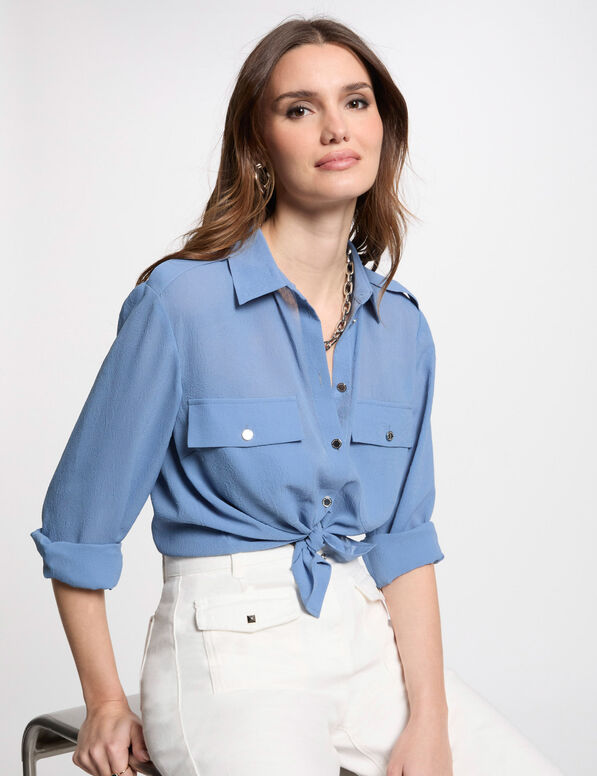chemise manches longues bleu gris femme Chemise manches longues bleu gris femme