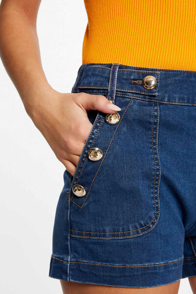 Short avec boutons jean stone femme