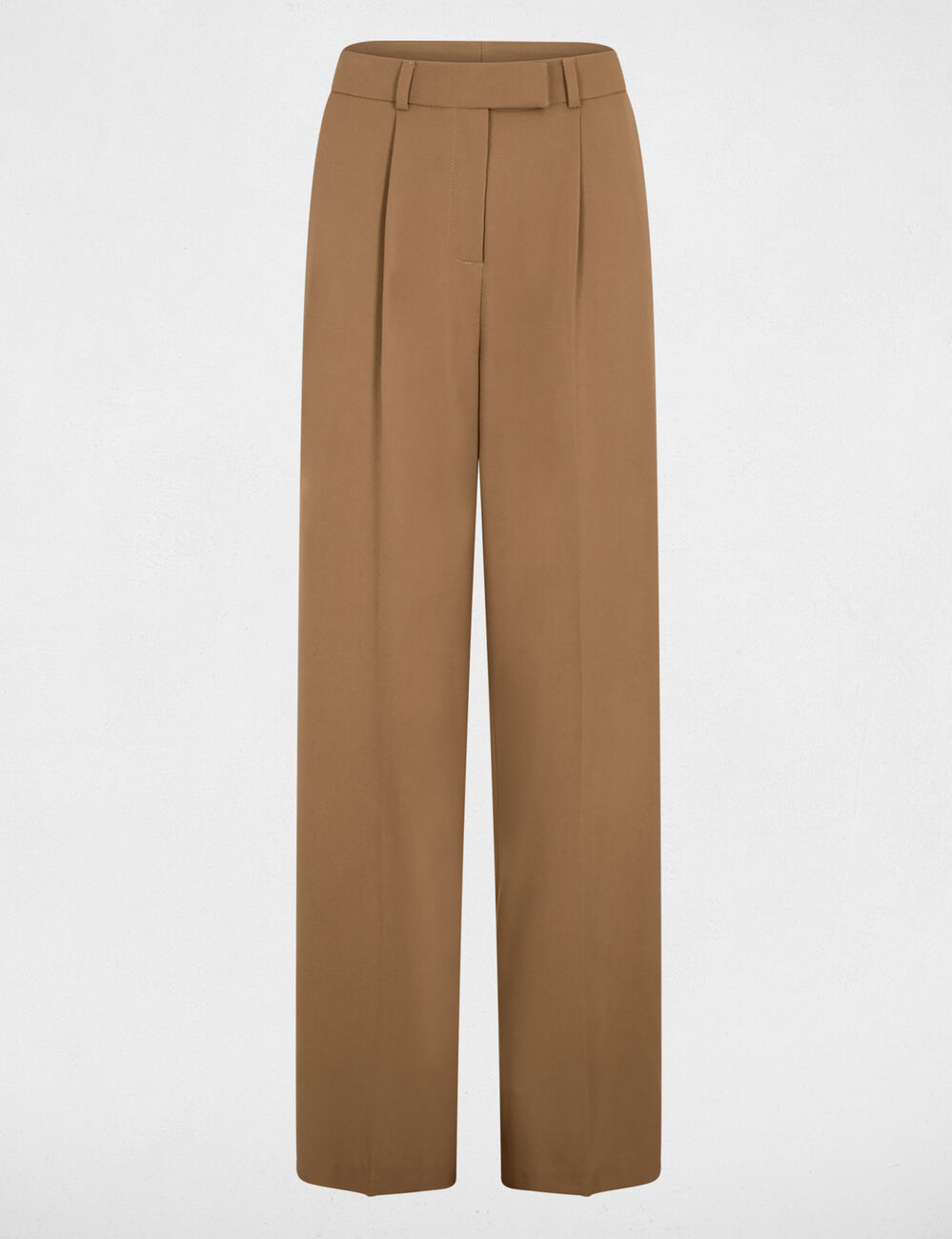 Hoge taille wijde broek bruin vrouw