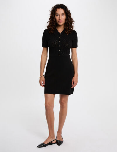Robe courte cintrée noir femme