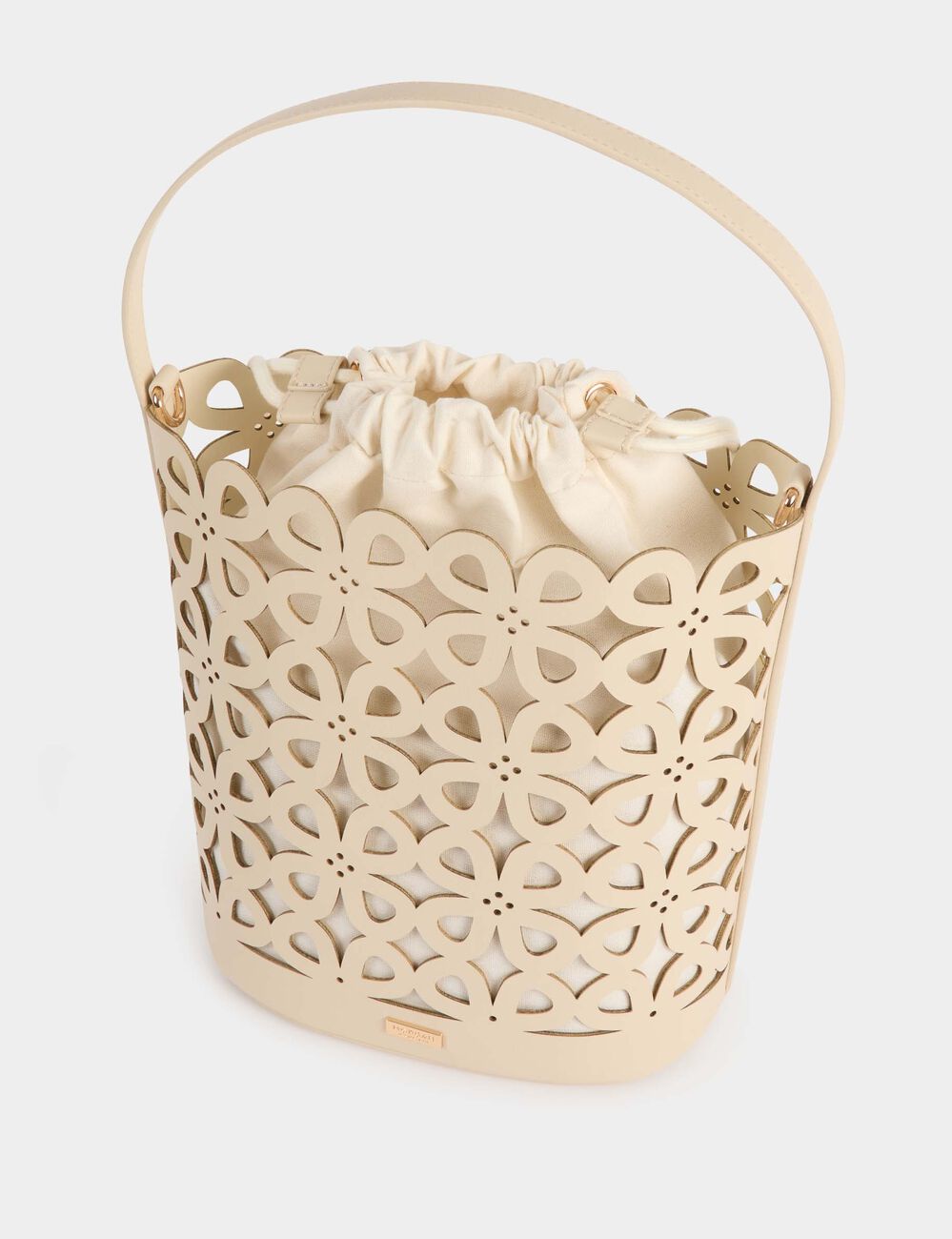 Gesneden emmer tas helder wit vrouw