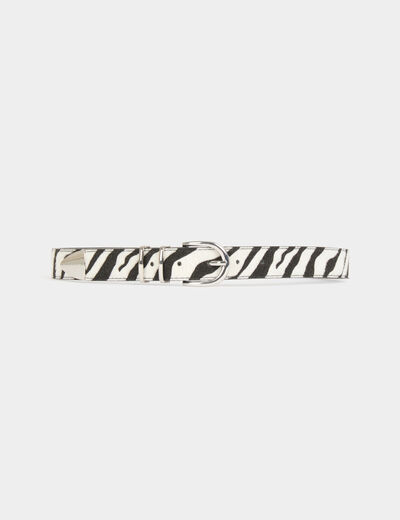 Ceinture imprimé zèbre ivoire femme