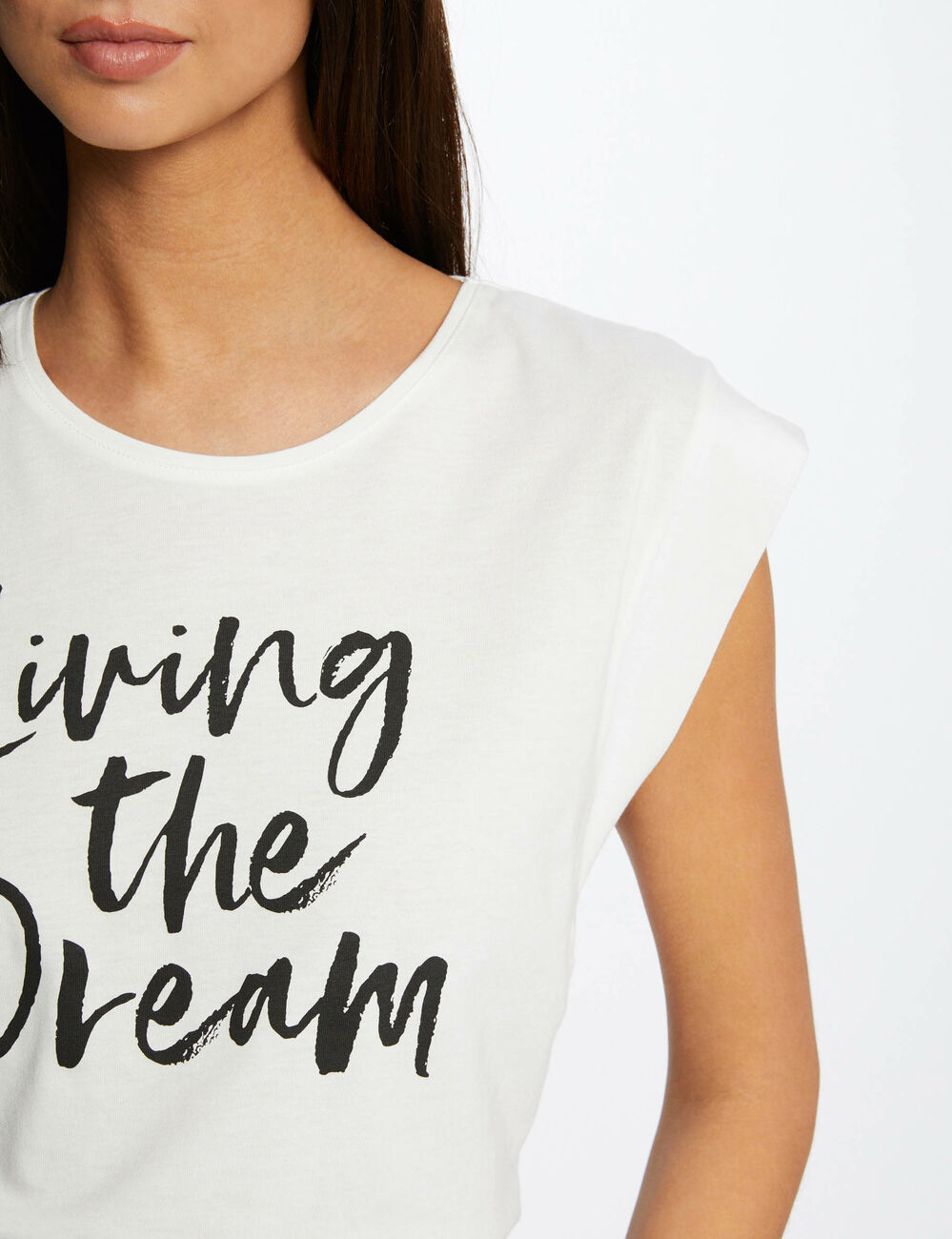 T-shirt met korte mouwen en opschrift ecru vrouw