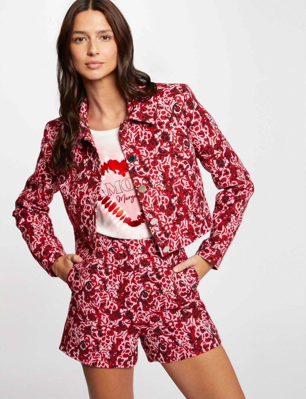 Kort jacquardjack meerkleurig vrouw