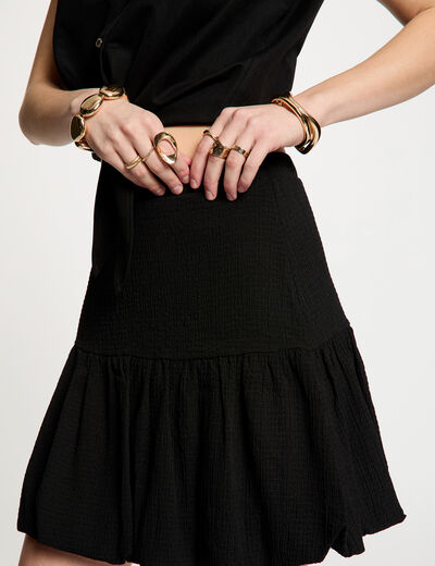 Jupe courte pliss&eacute;e noir femme