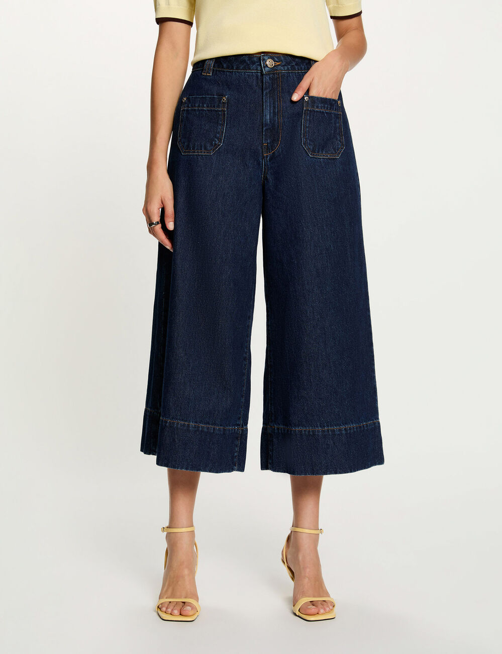 Bermuda taille haute bleu femme