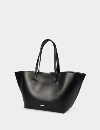Sac cabas trap&egrave;ze noir femme