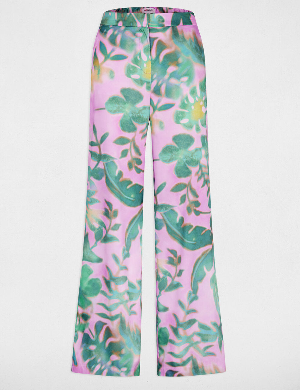 Pantalon large taille haute multicolore femme