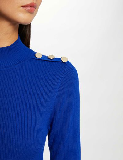 Robe pull longue ajustée dos ouvert bleu electrique femme