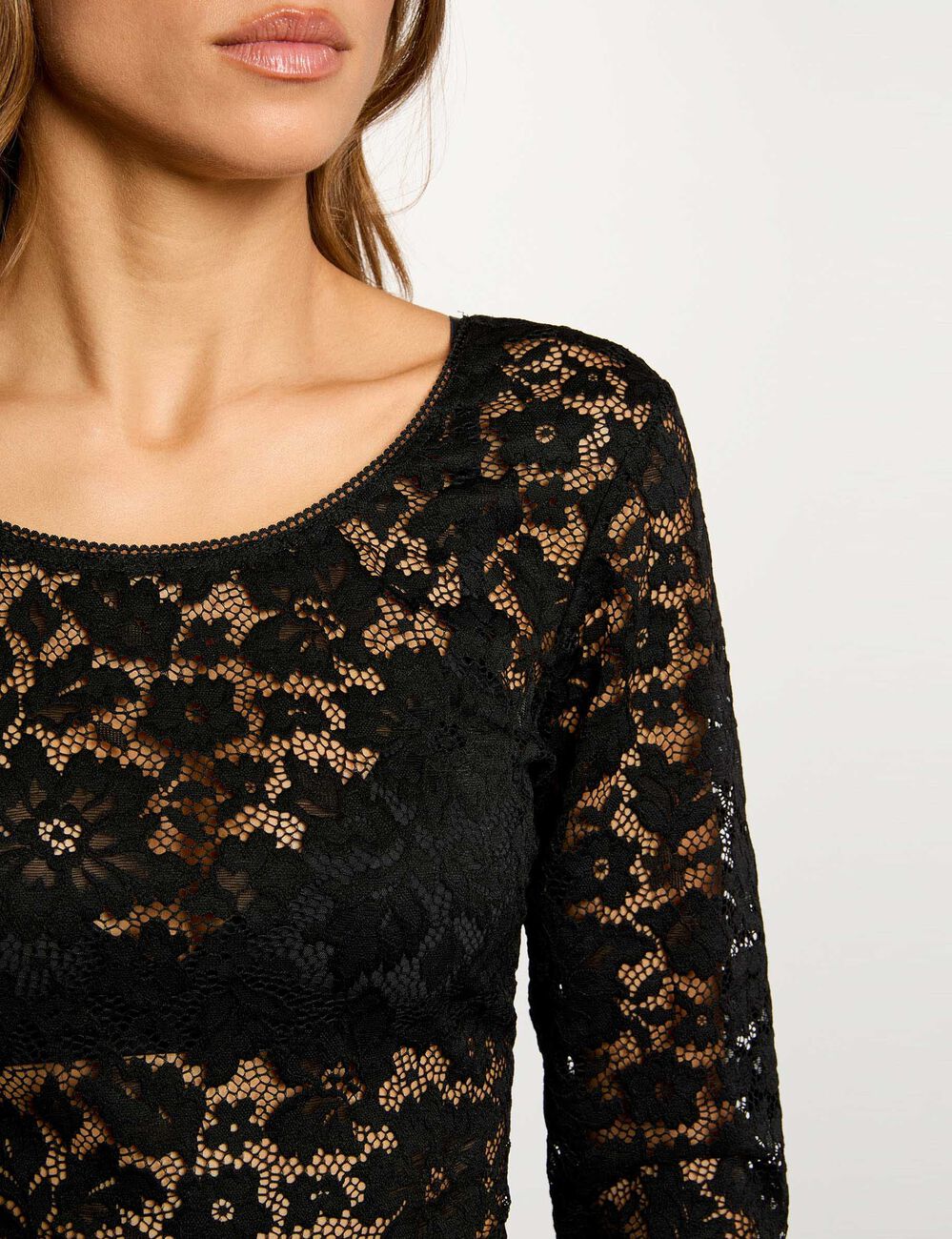 body dentelle decollete noir femme zwart vrouw