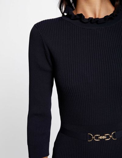 Getailleerde sweaterjurk met versiering marine vrouw