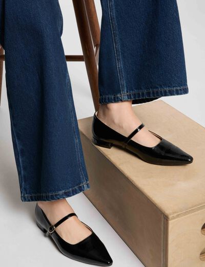 Ballerines plates vernies noir femme
