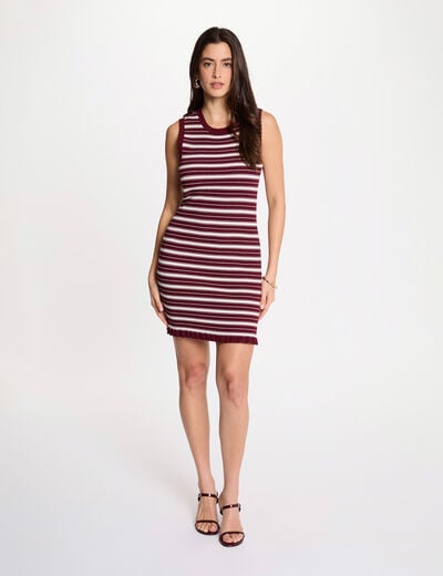 Robe tricot sans manches bordeaux femme