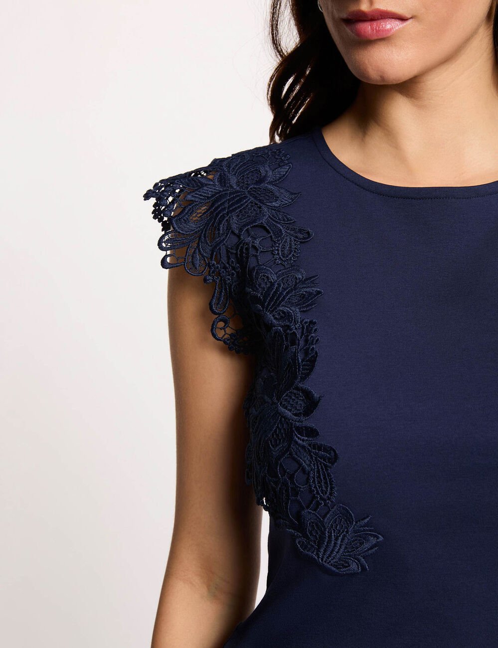 T-shirt manches courtes bleu marine femme