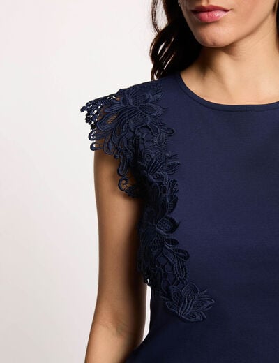 T-shirt manches courtes bleu marine femme
