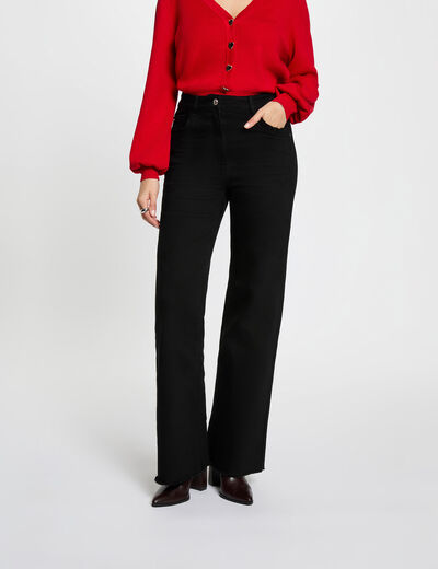 High-waist wide jeans zwart vrouw