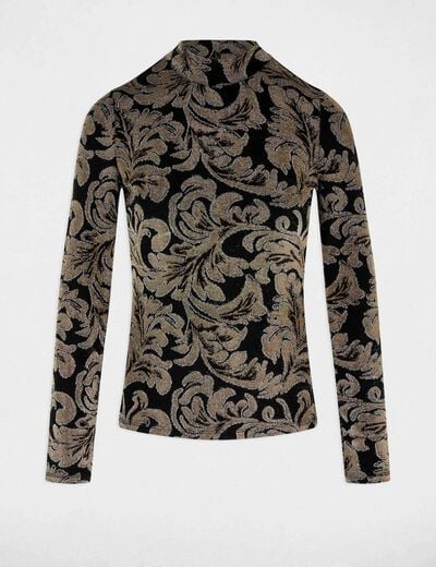 T-shirt col montant noir femme