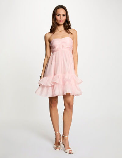 Korte jurk van tule pastelroze vrouw