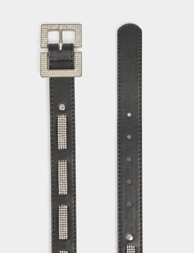 Ceinture strass noir femme