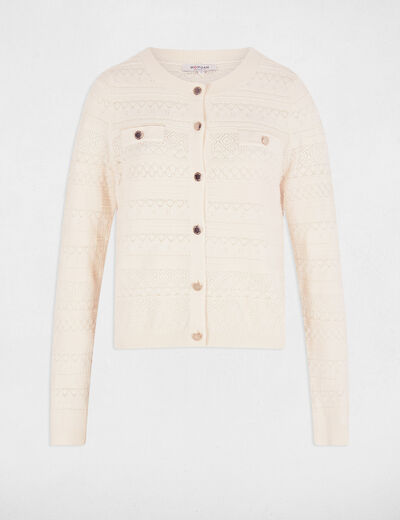 Gilet col rond ivoire femme