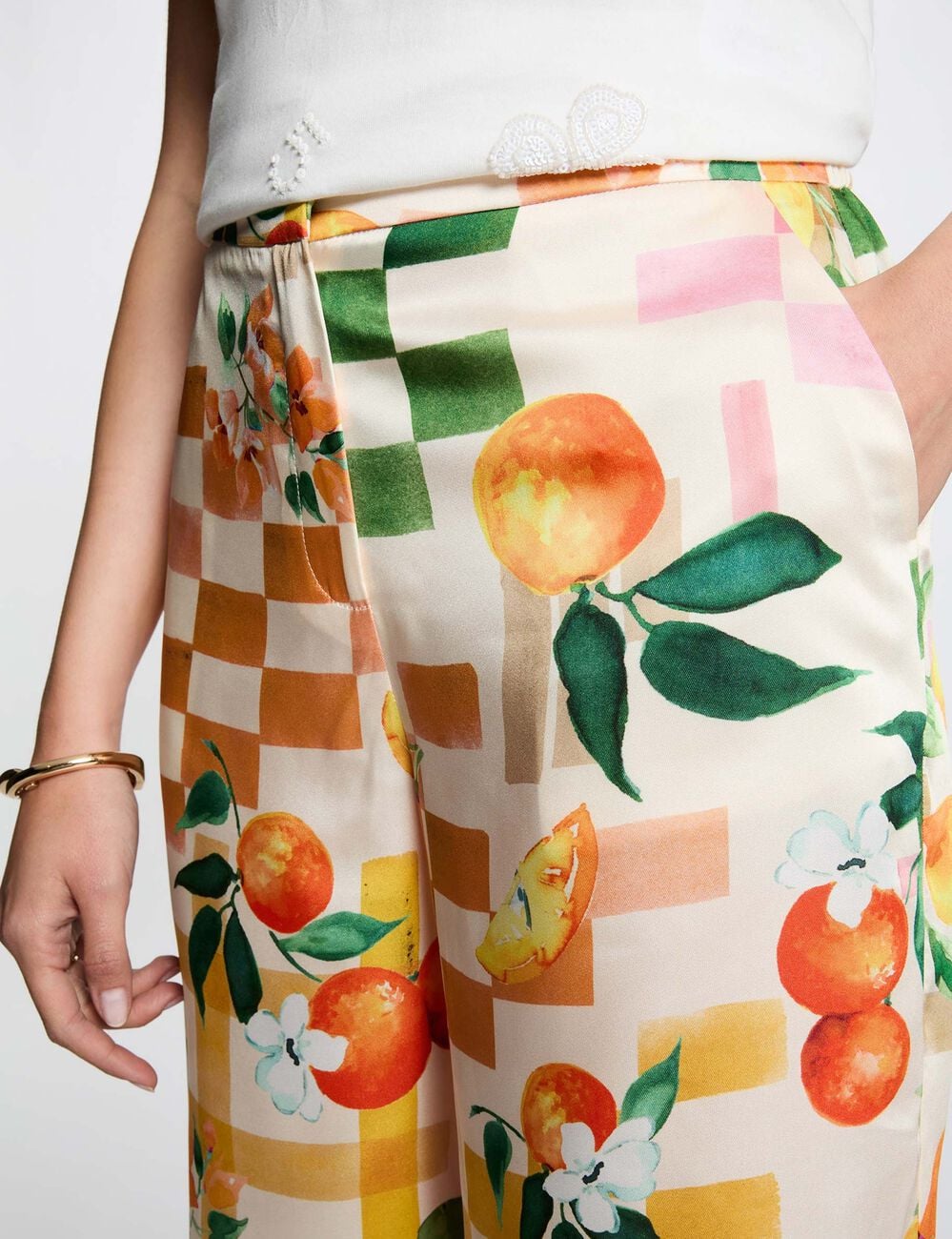 Wijde broek met print meerkleurig vrouw