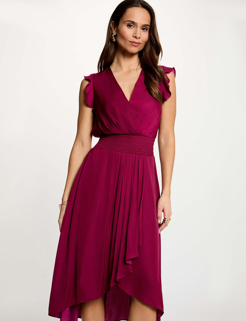 Robe droite fluide sans manches prune femme