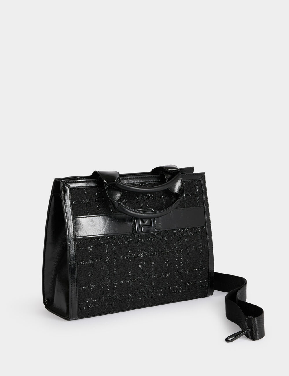 Tweed shopper zwart vrouw