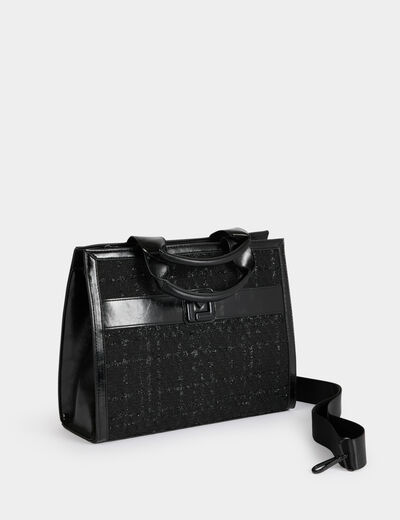 Tweed shopper zwart vrouw