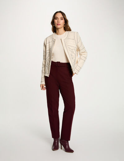 Veste droite clout&eacute;e ivoire femme