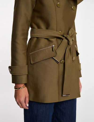 Getailleerde trenchcoat met capuchon brons vrouw