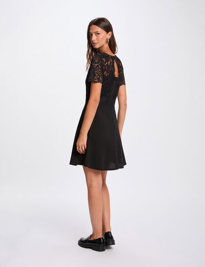 Robe ajustée dentelle noir femme