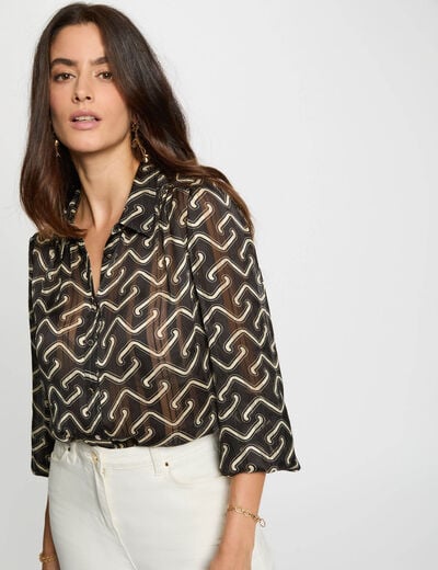 Bedrukte voile blouse meerkleurig vrouw