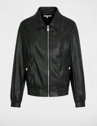 Blouson oversize similicuir noir femme