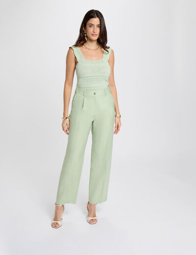 Hoge taille carrot broek pastelgroen vrouw